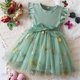 thumbnail image 2 of Odeerbi 1-6 Años Niñas Floral Bordado Vestido de Tul Gorra de Ruffles Manga Vestido Con Costillas Cintura Arco Vestido de Princesa de Línea A Para La Fiesta de Cumpleaños, 2 of 9