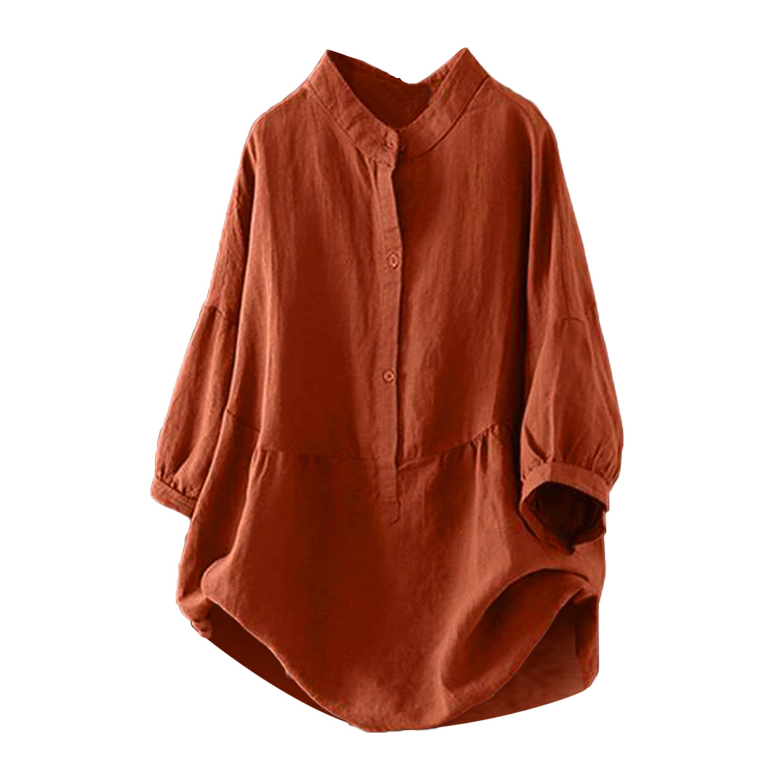 Koudehua Womens Summer Tops Stand Casual Button Batwing Sleeve