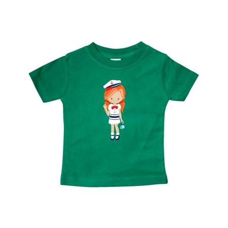 

Inktastic Cute Girl Boat Captain Skipper Orange Hair Gift Baby Girl T-Shirt