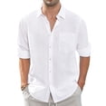 thumbnail image 2 of Camisa de lino blanca de hombre J.VER con botones, talla XL, 2 of 5