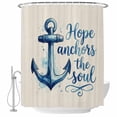 thumbnail image 2 of Blue Anchor Shower Curtains for Bathroom, Watercolor Hope Anchors The Soul Linen Texture Washable Fabric Shower Curtain with Hooks Waterproof Bathroom Decor Sets, 60 x 72 Inches, 2 of 9