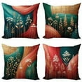 thumbnail image 5 of Ambesonne Botanical Throw Pillow Cover 4 Pack, Modern Meadow Abstract, 20", Teal Coral Pale Coffee, 5 of 5