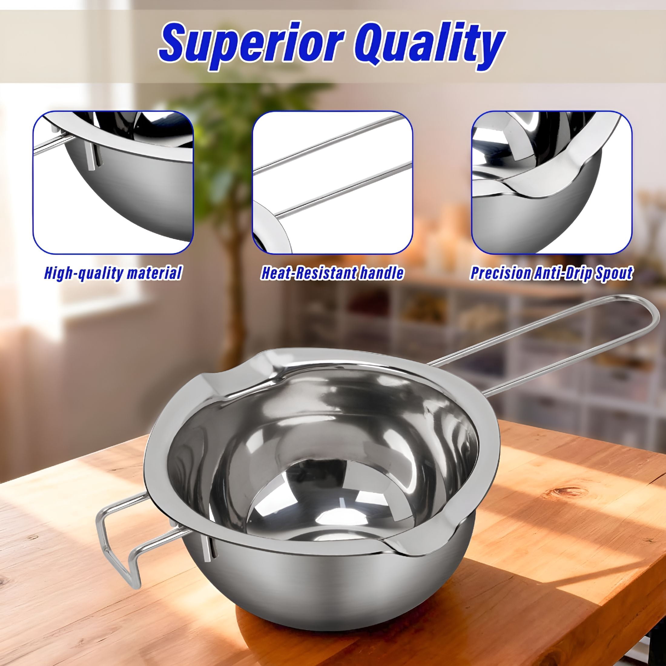 ACDANC 2026 New Double Boiler Melting Pot Set for Candle Making,3-Piece Stainless Steel Wax Melter with Pouring Pot,Ideal for Soy Wax,Beeswax,Candle Making Supplies