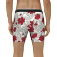 thumbnail image 4 of Picia Leaves And Anemone Flowers In Red Grey Pattern Men's Athletic Long Leg Briefs , Performance Stretch Underwear，Moisture-Wicking, 4 of 7