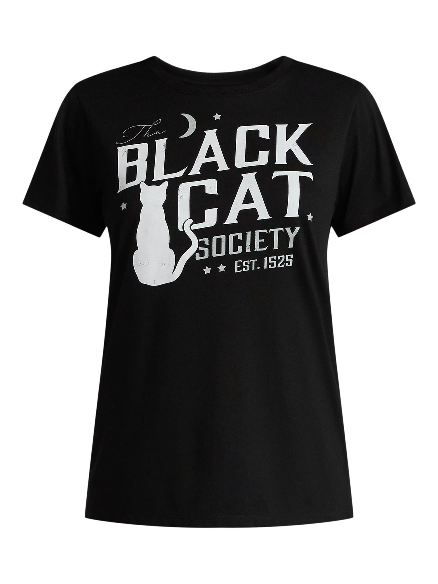 Halloween Women's Black Cat Society Graphic Tee from Way to Celebrate, Sizes S-XXXL