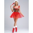 thumbnail image 3 of YiZYiF Women Christmas Dance Costume Gingerbread Man Costume Mesh Tutu Skirt Figure Skating Leotard Dancewear Brown M, 3 of 7