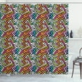 thumbnail image 1 of Ambesonne Geometric Shower Curtain, Grunge Game Retro, 69"Wx75"L, Multicolor, 1 of 3