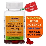 Nikoni Organic Sea Buckthorn Oil Dietary Supplement Softgels, Omega-7 and Antioxidant Support, Gluten-Free, 60 Count