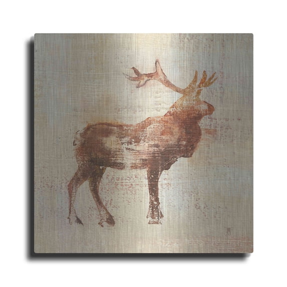 Luxe Metal Art 'Elk Study v2' by Studio Mousseau, Metal Wall Art, 24"x24"