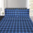 thumbnail image 3 of Ruvanti 100% Cotton 4 Pcs Flannel Sheets Full, Super Soft, Breathable, Moisture Wicking Full Size Sheet Sets, Bed Sheets Include Flat, Fitted Sheet,2 Pillowcase - Blue Plaid, 3 of 7