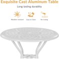 thumbnail image 3 of Cast Aluminum Patio Bar Table, 31" Outdoor Bar Height Bistro Table with 2" Umbrella Hole, Patio Bistro Round High Top Dining Table Pub Table for Porch Balcony Backyard, White, 3 of 14