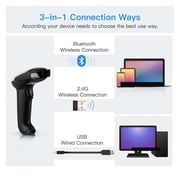Wireless 2D Barcode Scanner With Adjustable Stand Bluetooth 2.4G Wireless USB Wired Handheld Barcode Reader 1D QR Scanner ,Easy to Operate