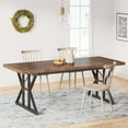 thumbnail image 1 of Tribesigns Farmhouse Dining Table for 6 People, 70.8-Inch Rectangular Wood Dining Table, Rustic Kitchen Table with Heavy Duty Metal Legs for Dining Room (Brown/Black), 1 of 7