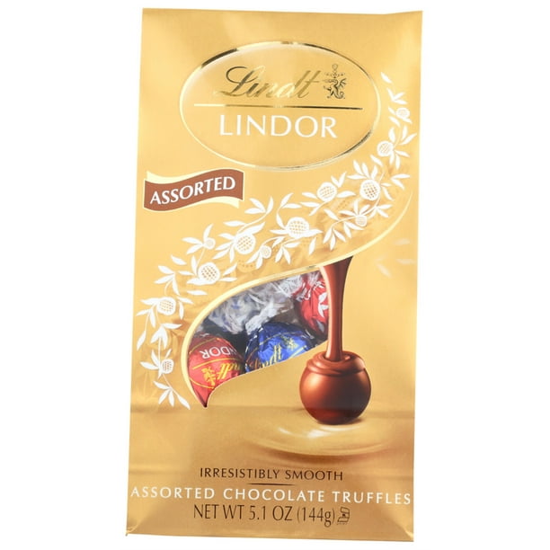 Lindt Lindor 3 Flavors Assorted Chocolate Candy Truffles, 5.1 Oz Bag