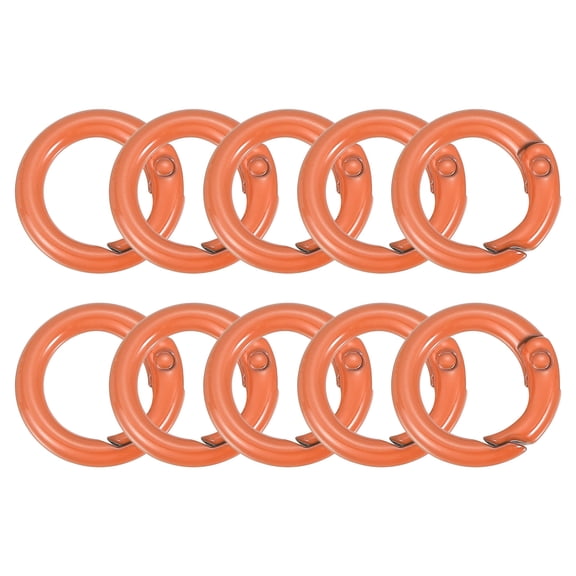 O Ring Clip, 10Pcs 20mm - Zinc Alloy Colorful Spring O Rings, Round Gate Clip Snap Clasp Hooks Trigger Buckles for Bag Purse Handbag Keychains DIY Accessory (Orange)