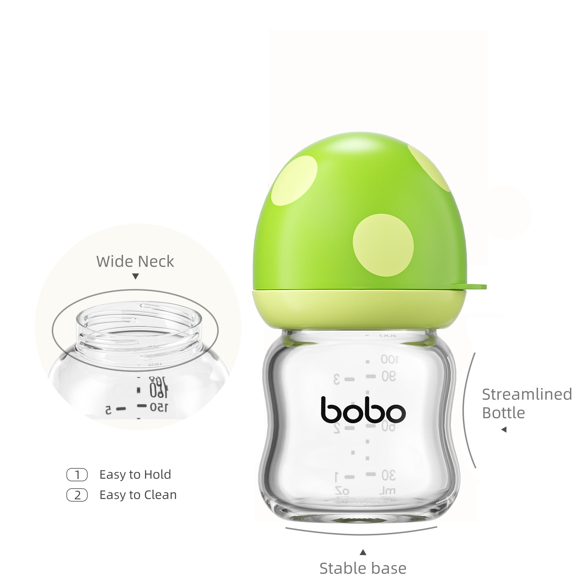 YOHKOH Baby Bottles Slow Flow Nipples,Newborn Bottles Glass Anti Colic,Green,4 oz/2 Pack