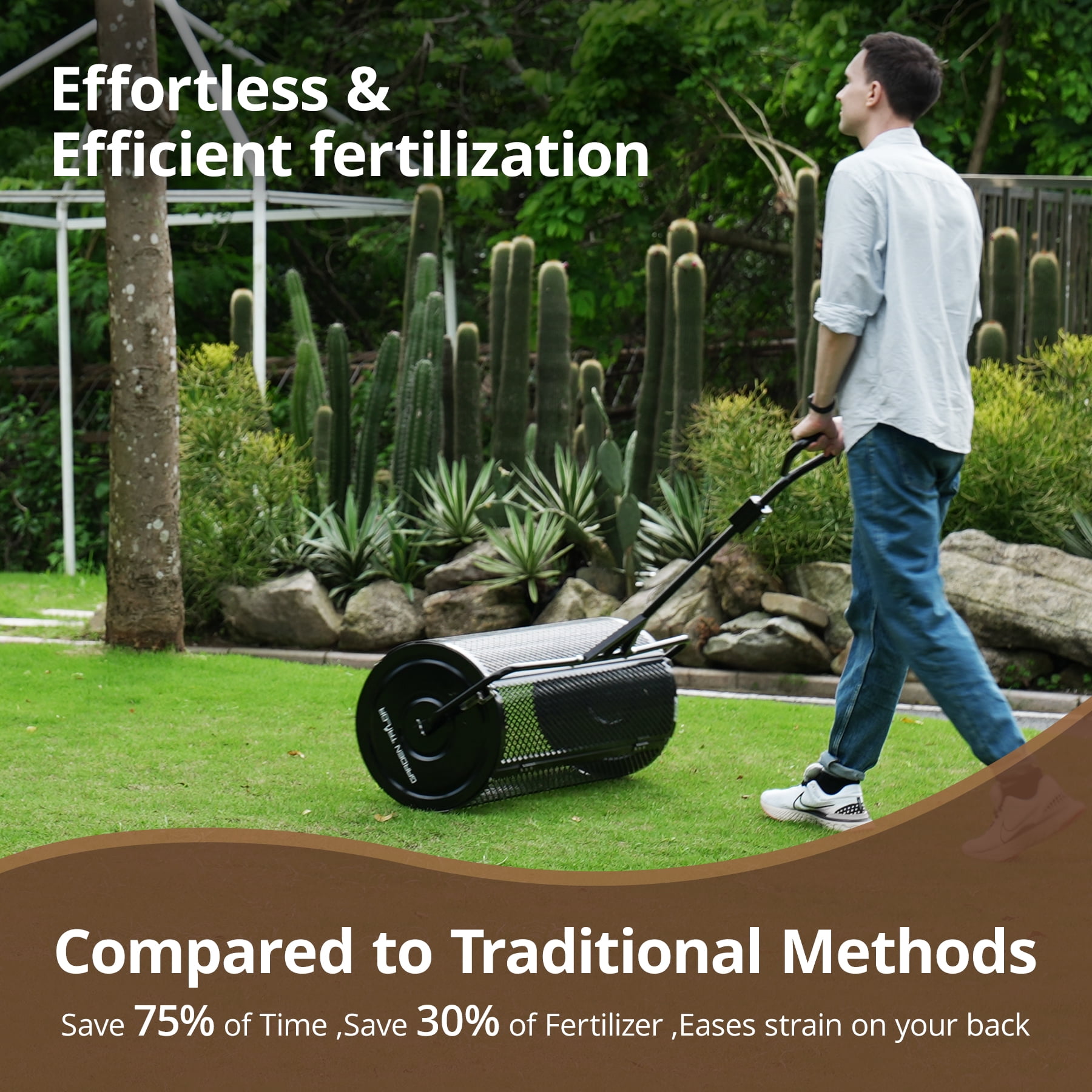 Garden Tailor 36-inch Towable Metal Mesh Roller  for Compost, Peat Moss, Top Soil, and Top Dressing with Installation Support Accessories