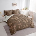 thumbnail image 3 of Feelyou Brown Vintage Bow-tie Bedding Comforter Set 7 Pieces, Cute Ribbon Full Bedding Set, 3 of 8