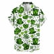 thumbnail image 2 of Ceisia Men's St. Patrick's Day Short Sleeve Shirt Clover Print Regular Straight Fit Green Turn-Down Collar Spring Summer Shirt Gift, 2 of 6