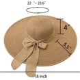 thumbnail image 3 of Sombrero de ala ancha para mujer, sombrero de paja con protección solar, plegable, enrollable, para playa, con protección UV, UPF 50+, 3 of 6