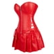 thumbnail image 2 of Mujeres PU Body Vestido Lencería Cierre De Cremallera Sin Espalda Cintura Con Cordones Falda Plisada Ropa De Dormir Rojo 3XL, 2 of 6