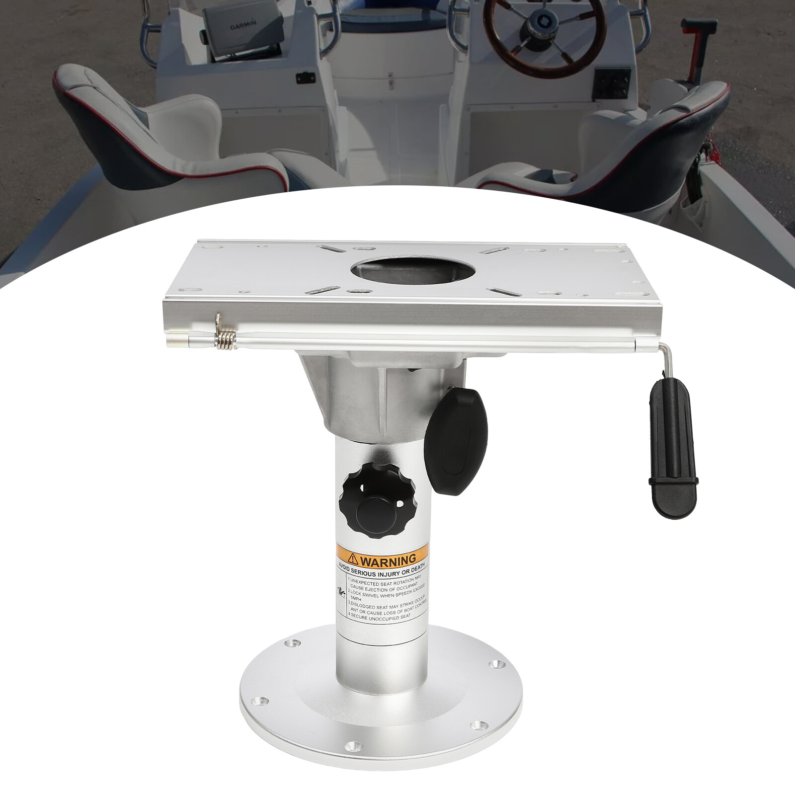 Adjustable Boat Seat Pedestal, 13"–19" Height, Aluminum Alloy Marine Seat Stand with Sliding Base & 8.58" Round Base, Universal Fit for Fishing Boats, Yachts & Speedboats