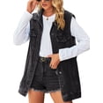 thumbnail image 1 of Coduop Women's Casual Slim Fit Denim Waistcoat Sleeveless Jeans Cardigan Mid-Length Vest Jackets, 1 of 7