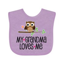 Inktastic Grandma Loves Me Girls Owl Girls Baby Bib