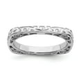 thumbnail image 1 of White Sterling Silver Ring Band Stackable Expressions Polished Rhodium-plated Square, 1 of 5