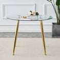 thumbnail image 2 of Tcbosik Round Glass Dining Table, 40 inch Kitchen Dinner Table with Metal Legs, Circle Leisure Coffee Table for Living Room, Gold, 2 of 8