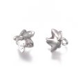 thumbnail image 2 of Resistant 201 Stainless Steel Cup Peg Bails Charms for Half Drilled Beads Flower Stainless Steel Color 8x7mm Hole: 1.8mm Pin: 0.8mm, 2 of 2