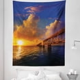 thumbnail image 1 of Nature Tapestry, Florida Keys Old Bridge Sunset at Bahia Honda Park USA Cloudscape Picture Print, Fabric Wall Hanging Decor for Bedroom Living Room Dorm, 5 Sizes, Orange Blue, by Ambesonne, 1 of 1