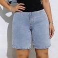 thumbnail image 2 of ClodeEU Women's High Waist Denim Shorts,Casual Stretch Jeans Shorts with Pockets Light Blue,Women's Plus L, 2 of 6
