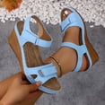 thumbnail image 7 of Miluxas Women's Wedge Sandals Platform, Ankle Strap Wedge Sandals Open Toe Casual Summer Classic Wedge Sandals Sky Blue 8.5(41), 7 of 7