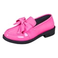 thumbnail image 4 of Rokment Womens Bowknot Oxfords Dress Shoes Spring Fall Vintage Casual Leather Platform Chunky Lug Mid Heels Slip on Boat Loafers Walking Footwear Pink Size 8, 4 of 4