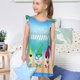 thumbnail image 4 of Balery Hello Summer Gnome 1 Camisón de princesa para niñas, pijama de algodón con mangas abullonadas, suave y bonito.-Large, 4 of 6