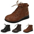 thumbnail image 2 of XIMIN Men Women Fall Boots High Top Vintage Leather Ankle Boots Cam Moccasin Toe Chukka Lace-Up Flat Boot Arch Support Comfy Outdoor Anti-Slip Walking Booties, 2 of 8