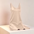 thumbnail image 5 of Oiangi Long Satin Nightgown for Women Plus Size Silk Slips Dress Deep V Neck Sleepwear Sleeveless Nightshirt Wide Strap Chemise Khaki 4XL, 5 of 9