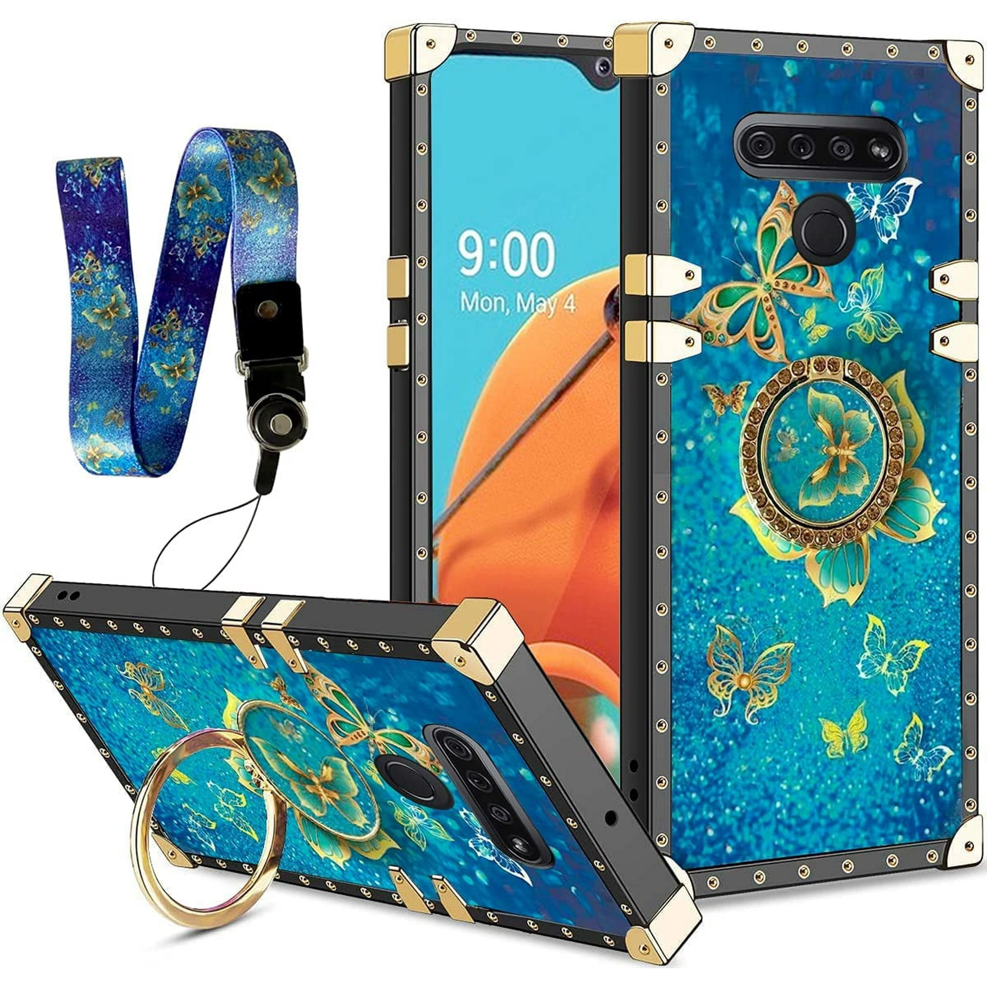 nancheng for LG K51 / LG Q51 / LG Reflect Case Girls Women Cute Blue Butterfly Shockproof Protection Phone Cover