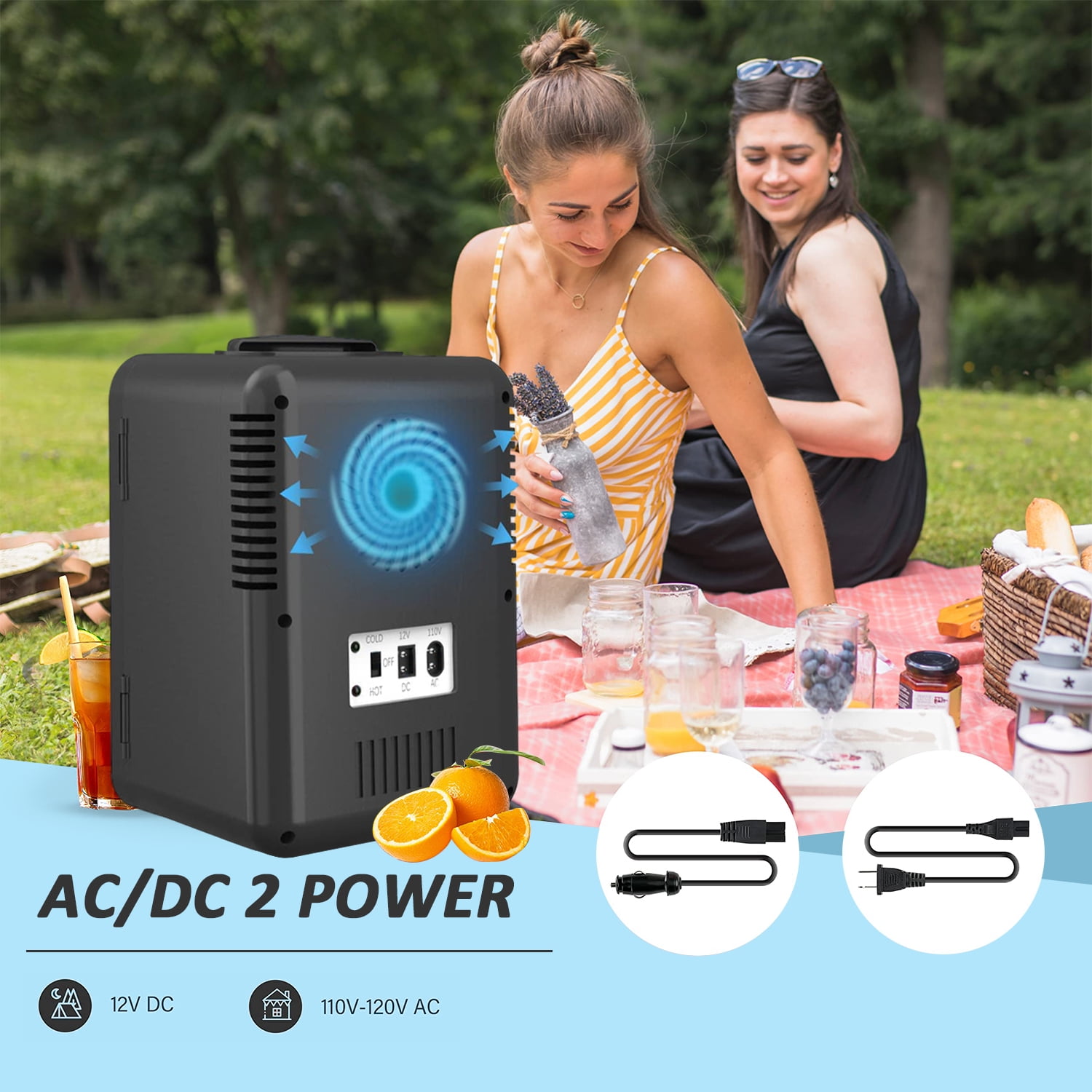 Cosmetic Fridge with LED Lighted Makeup Mirror- 6L Portable AC/DC COSM6,  Color: White - JCPenney