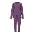 thumbnail image 3 of Scyoekwg Women 2 Piece Outfits Sweatsuit Long Sleeve Sweatshirt Drawstring Sweatpant Casual Matching Outfits Fashion Two Piece Set Sweatsuits (Purple,S), 3 of 4