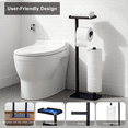 thumbnail image 3 of stusgo Black Toilet Paper Holder Free Standing with Shelf, Freestanding Toilet Paper Holders with Storage & Phone Shelf, Modern Standing Toilet Paper Holder for Bathroom, Tissue Holder Stand, 3 of 5