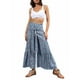 thumbnail image 1 of VISgogo Pantalones casuales de playa para mujer, pantalones anchos de cintura alta con vendaje delantero, S/ M/ L/ XL VISgogo moda, 1 of 8