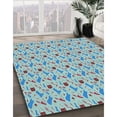 thumbnail image 3 of Ahgly Company Machine Washable Indoor Square Transitional Grayish Turquoise Green Area Rugs, 5' Square, 3 of 7