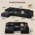 thumbnail image 3 of Asofer Oversized Modular Sectional Sofa, L Shaped Convertible Sectional Sofa with Chaise, Modern Couches for Living Room Apartment Office, No Assembly ,Black, 3 of 8