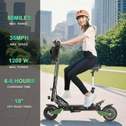 Electric Scooters Adults 1200w Motor up to 35MPH 45Miles Long Range , 10 Off Road Tires Commuting Escooter with Seat