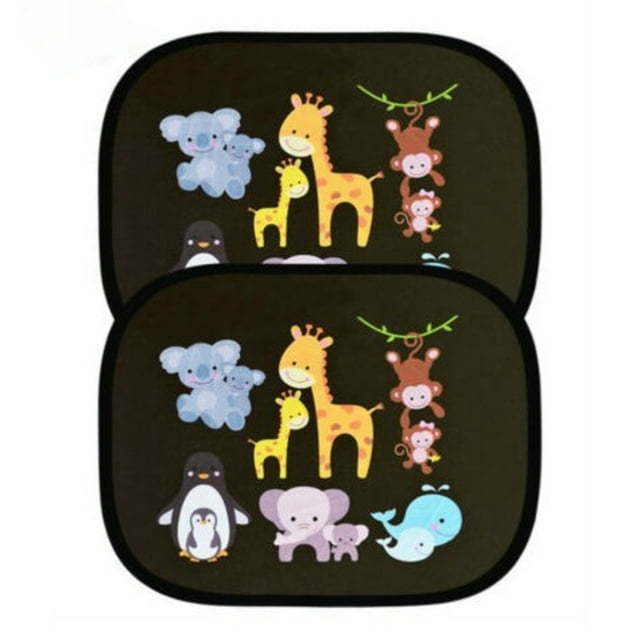 2 parasoles para ventanas de coche para bebés, película electrostática de PVC con dibujos animados, adhesivos para parasol lateral de coche.