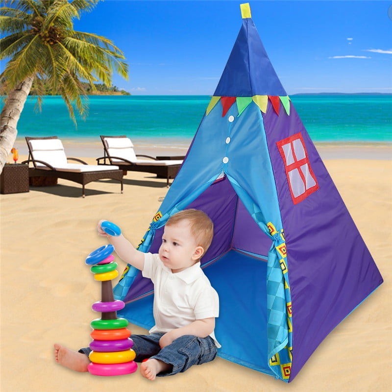 Qiilu Portable Children Sleeping Teepee Play Tent Kids Playhouse With