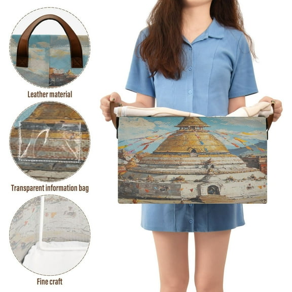 BZSMCE Collapsible Fabric Cube Storage Bins Swayambhunath Tower Design Pattern Storage Box