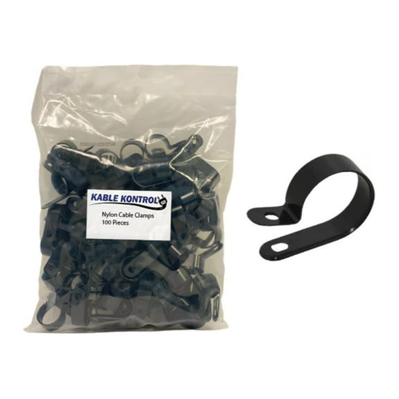 Kable Kontrol - Nylon Plastic Cable Clamps - 1-1/4" Diameter - 100 pcs - UV Resistant Black